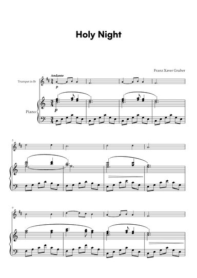 Franz Xaver Gruber - Holy Night (for Trumpet in Bb and Piano) (arr. Cadenza Editions)
