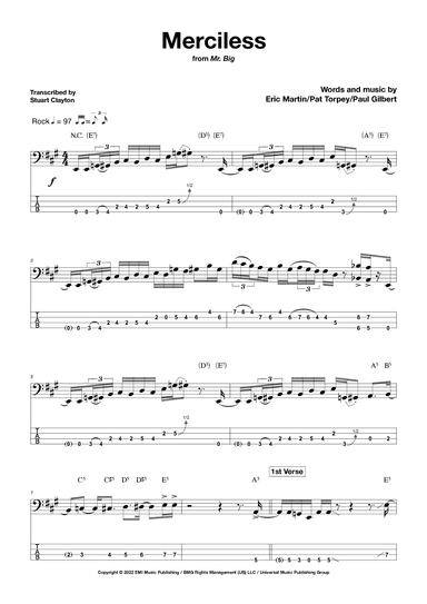 Merciless (arr. Stuart Clayton/Bassline Publishing)