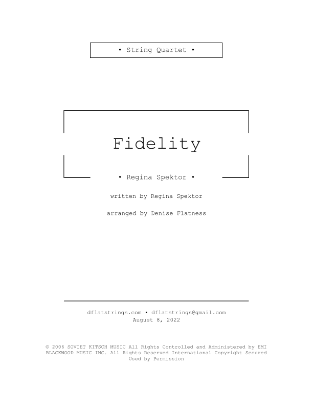 Fidelity (arr. Denise Flatness)