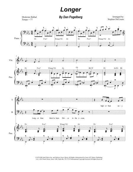 Longer (arr. Stephen DeCesare)