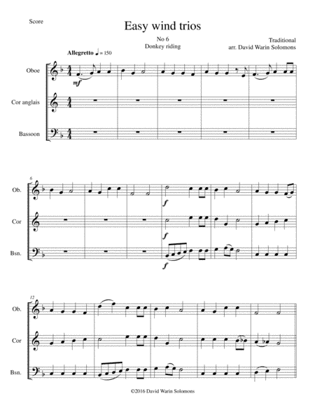 Donkey riding for double-reed trio (oboe, cor anglais, bassoon) (arr. David Warin Solomons)
