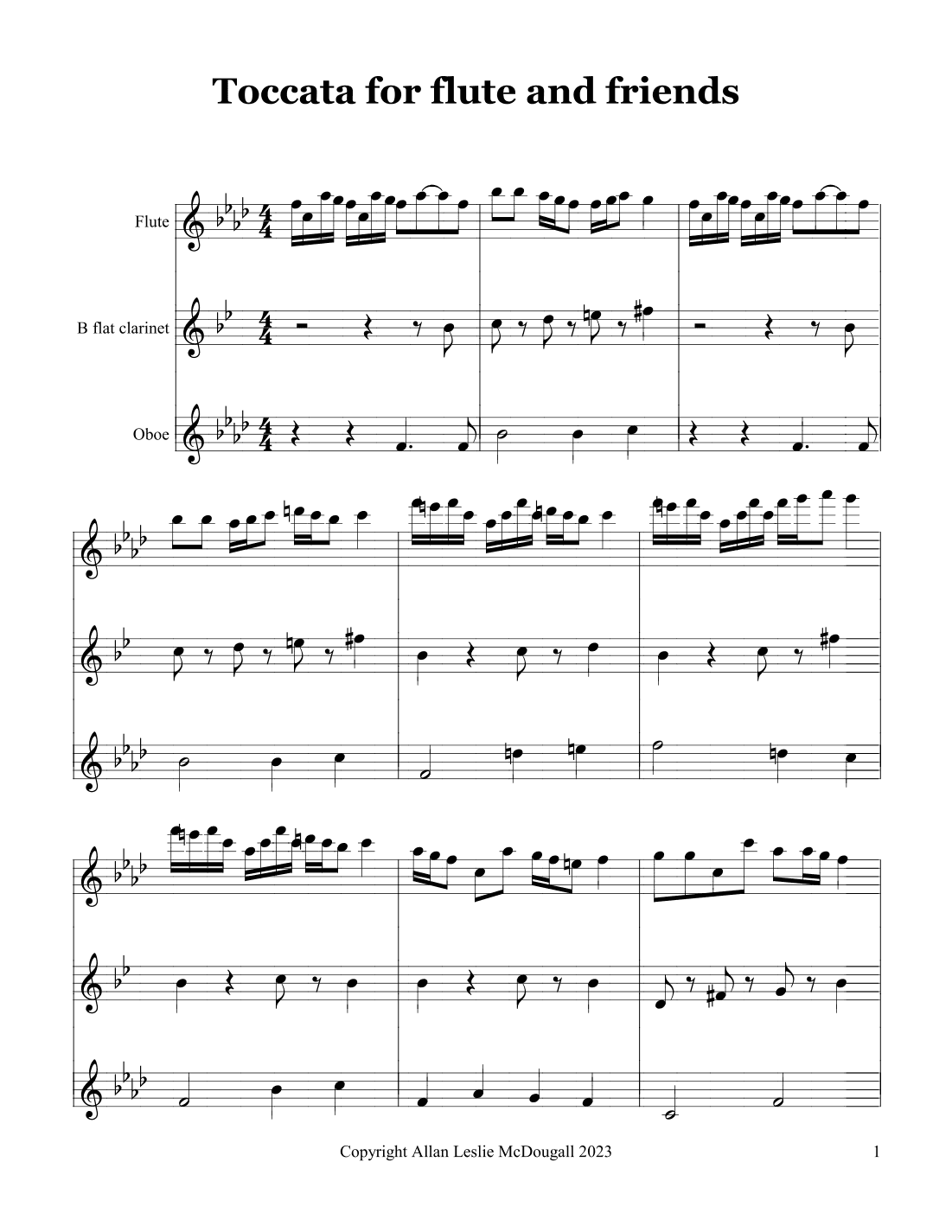 Toccata for flute and friends