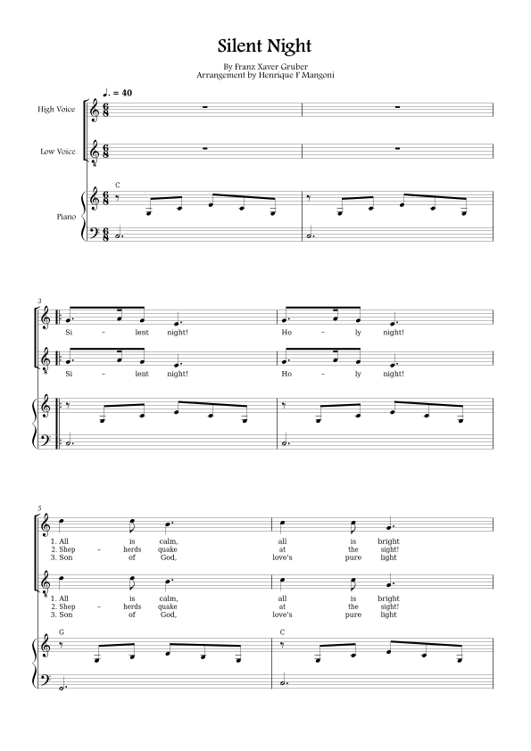 Silent Night (Stille Nacht) (arr. Henrique F Mangoni)