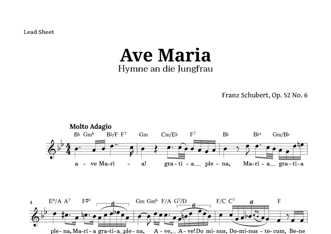 Ave Maria by Schubert for Voice and Chords (arr. Langanho)