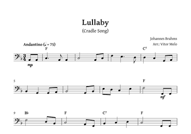 Brahms Lullaby -  Lead Sheet (bass clef) (arr. Vitor Melo)