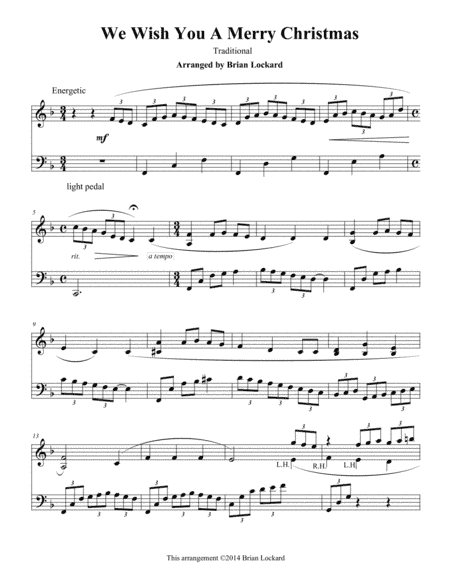 We Wish You a Merry Christmas Solo Piano (arr. Brian Lockard)