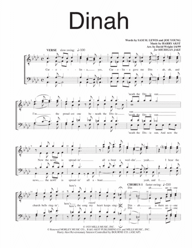 Dinah (arr. David Wright)
