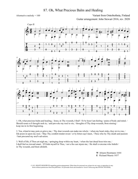 087 Oh, what precious balm and healing (arr. John Stewart)