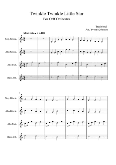 Twinkle Twinkle Little Star - For Orff Ensemble (arr. Yvonne Johnson)