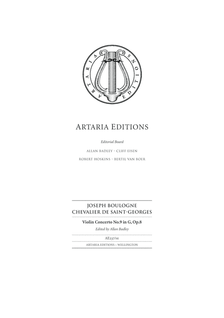 Violin Concerto No.9 in G major, Op. 8 - Study Edition (arr. Artaria Editions)