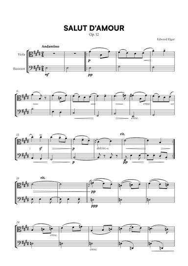 Edward Elgar - Salut d'Amour for Viola and Bassoon (arr. Cadenza Editions)