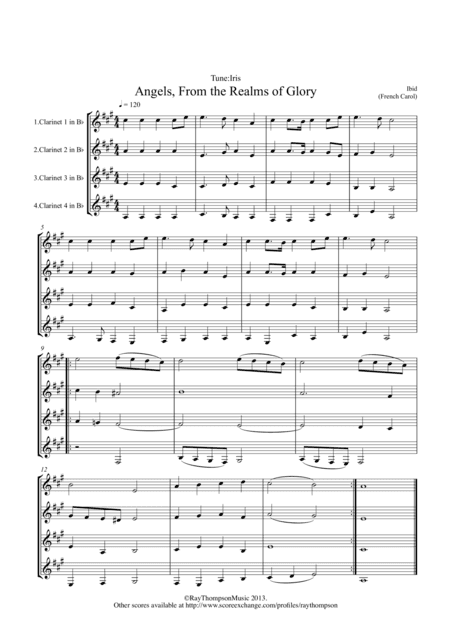 10 Popular Christmas Carols for clarinet quartet (arr. Ray Thompson)