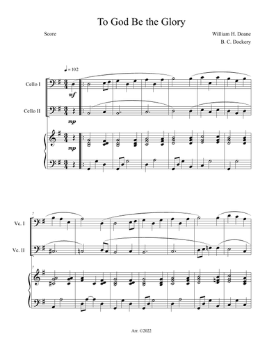 To God Be the Glory (Cello Duet with Piano Accompaniment) (arr. B. C. Dockery)