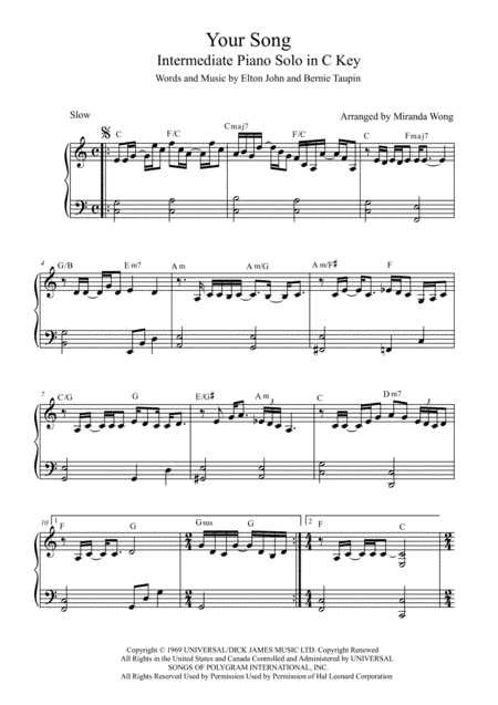 Your Song (arr. Miranda Wong)