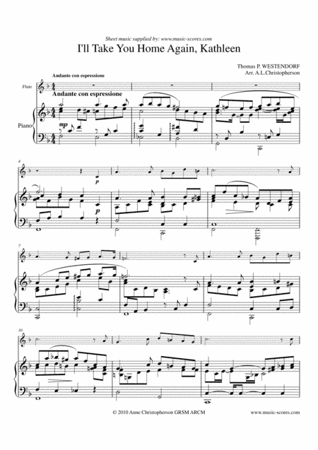 I Will Take you Home Kathleen - Flute and Piano (arr. Anne Christopherson GRSM ARCM)