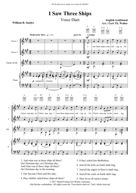 I Saw Three Ships (arr. Gert Th. Walter)