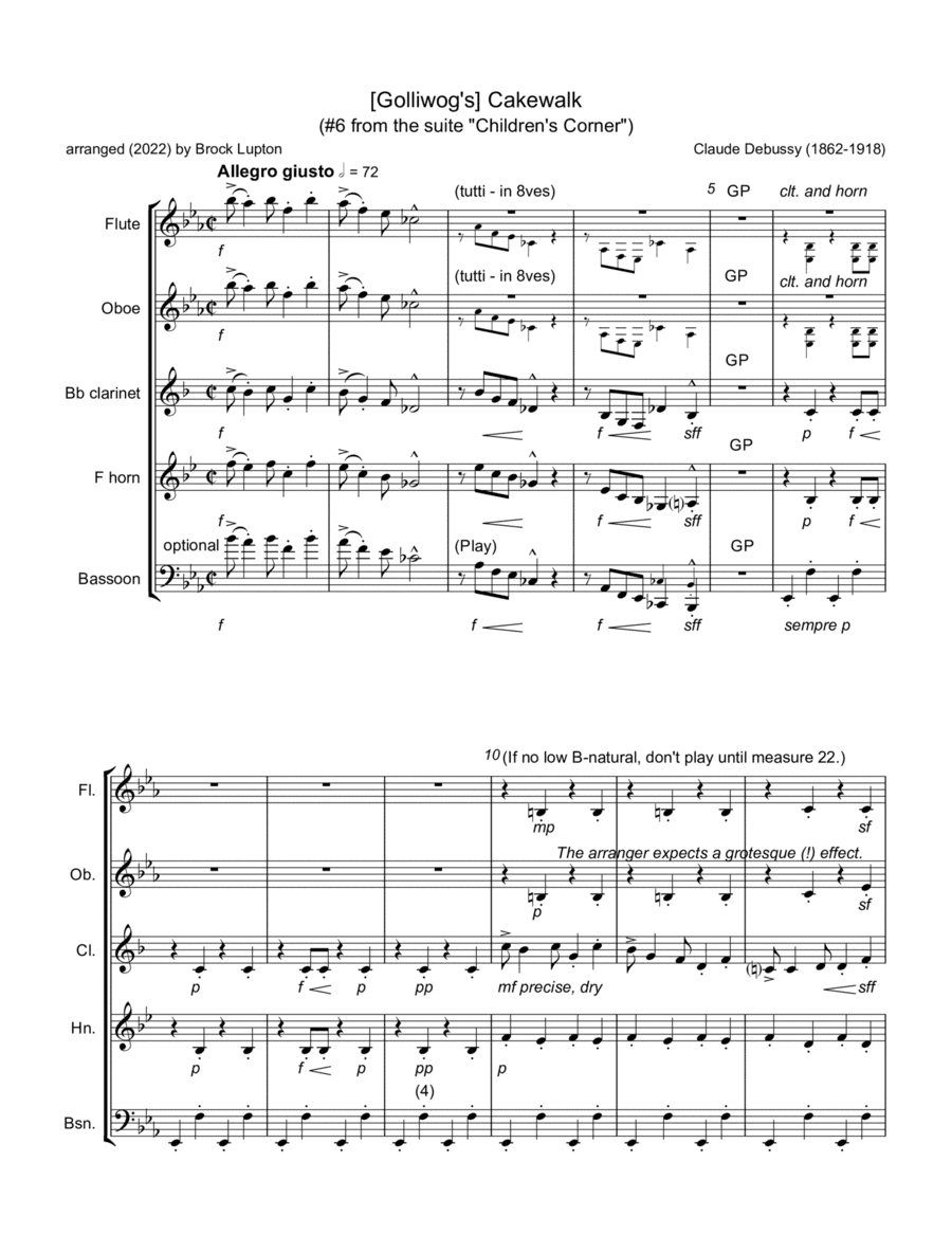 [Golliwog's] Cakewalk (arr. Brock Lupton (1948-))