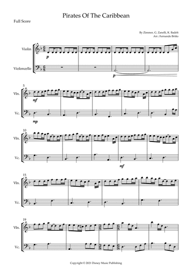Pirates Of The Caribbean (arr. Fernando Britto)