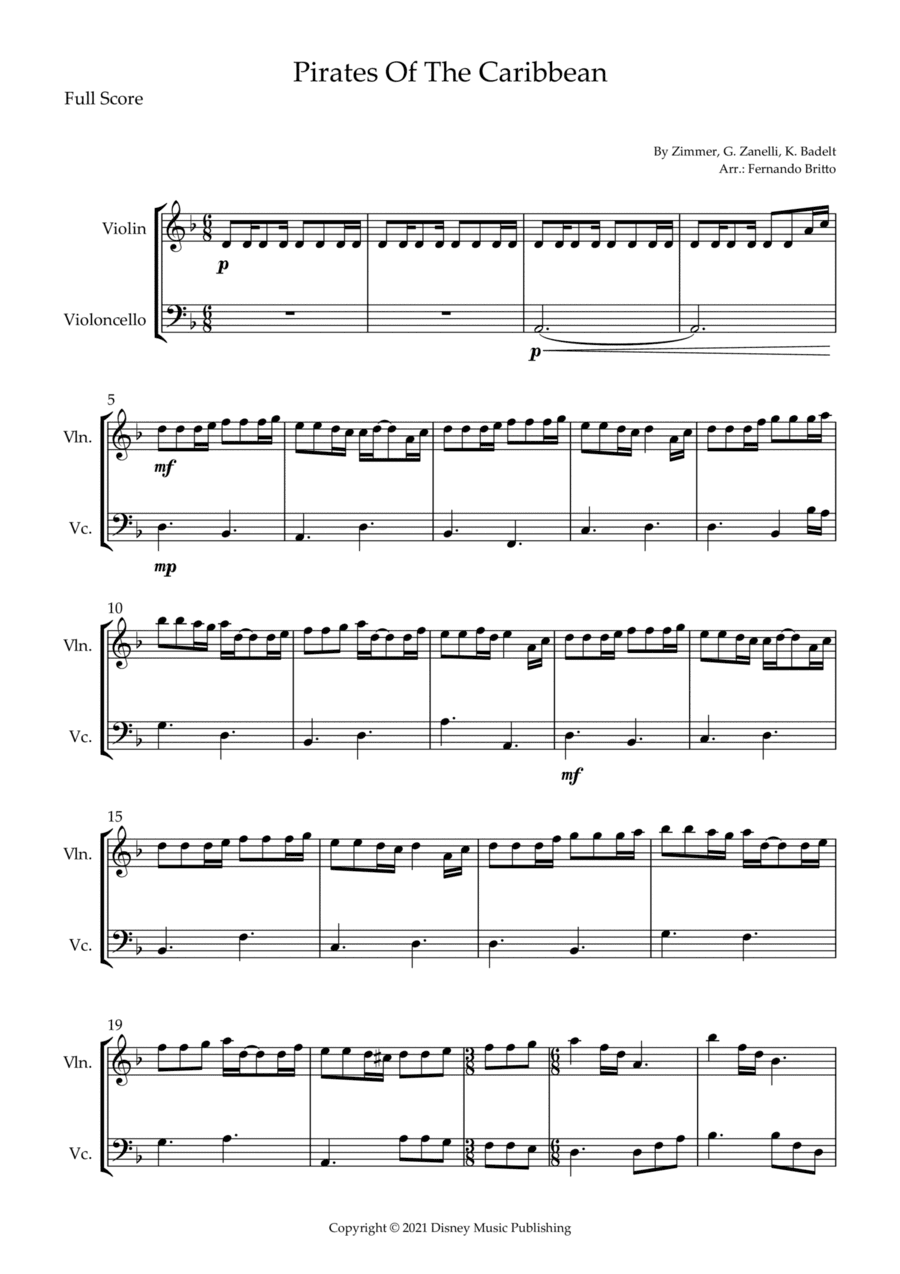 Pirates Of The Caribbean (arr. Fernando Britto)