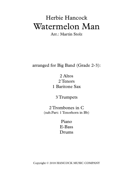Watermelon Man Instrumental (arr. Martin Stolz)