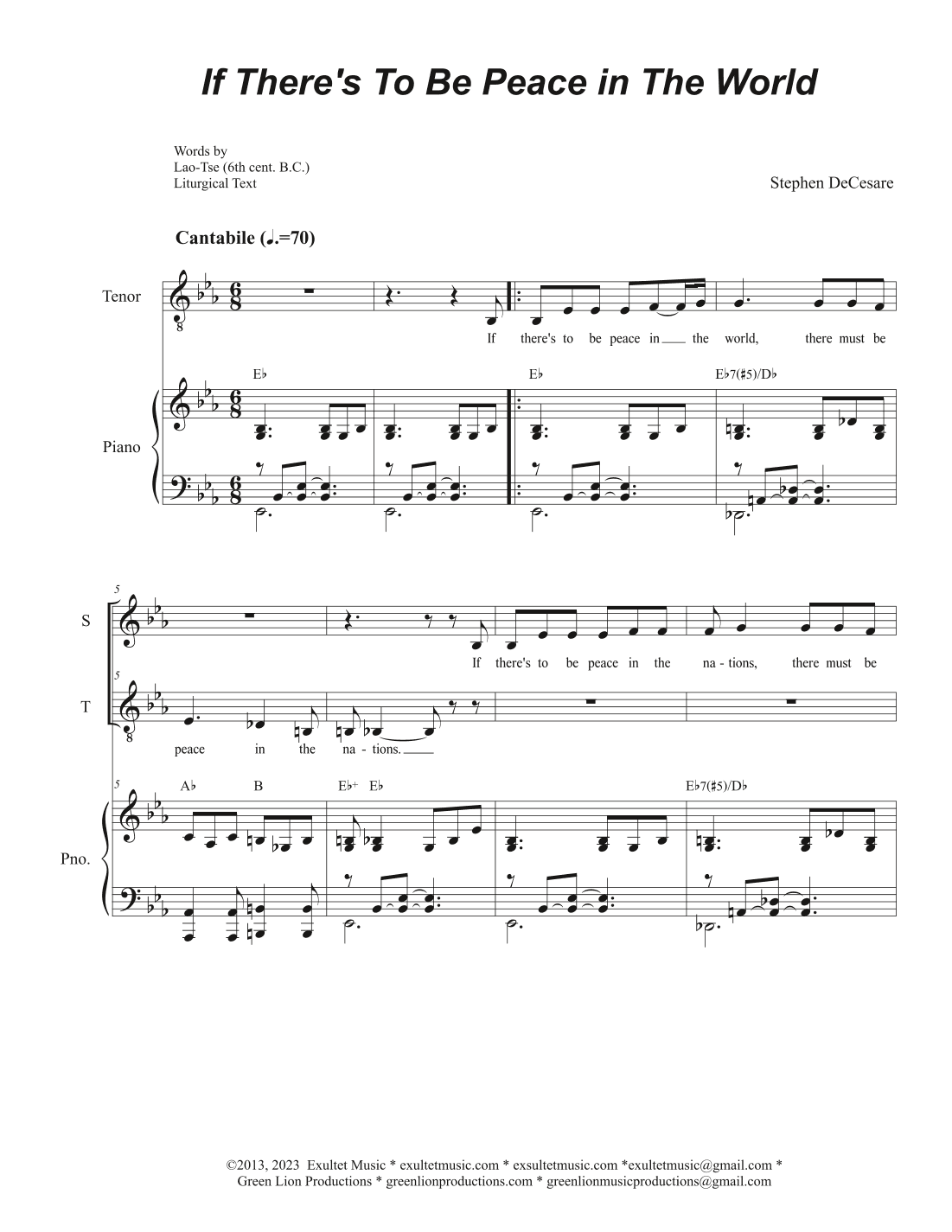 If There's To Be Peace In The World (Duet for Soprano and Tenor solo)