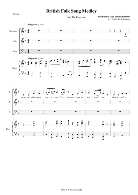9 British folksongs for SAB choir and piano (arr. David Warin Solomons)
