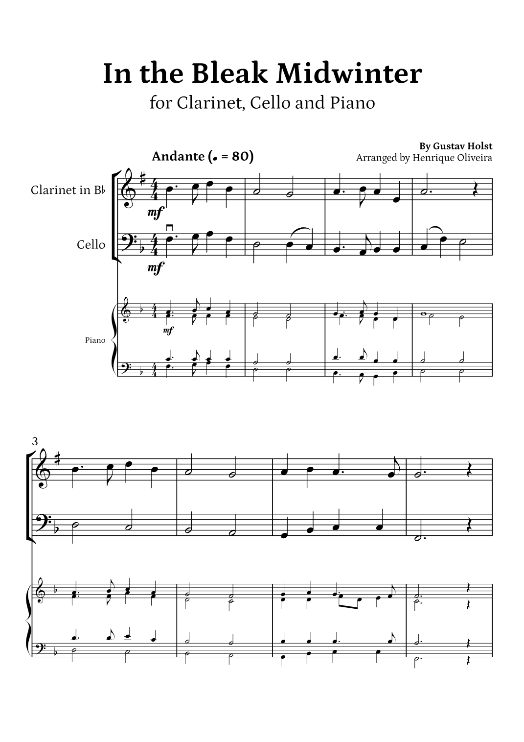 In the Bleak Midwinter (Saxophone Duet and Piano) - Beginner Level (arr. Henrique Oliveira)