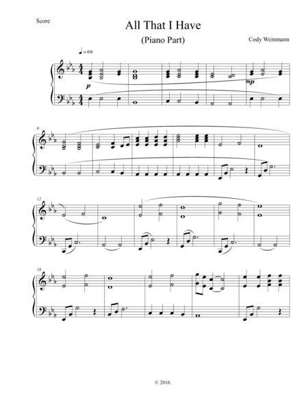 All I Have-- Piano Part