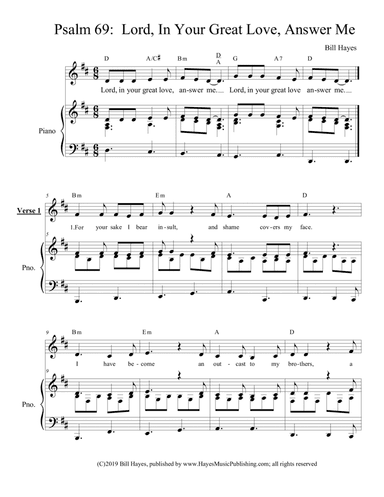 Psalm 69:  Lord, In Your Great Love, Answer Me - piano/vocal