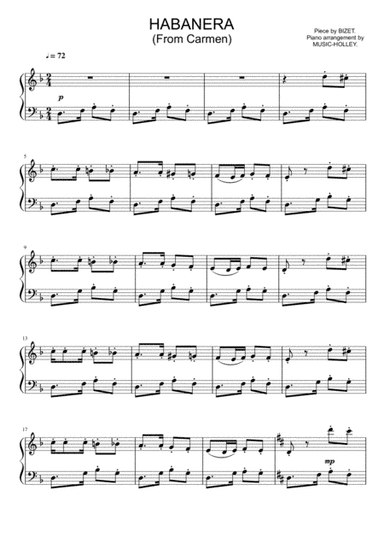 Bizet - Habanera (From Carmen) (easy piano sheet) (arr. Music-holley)
