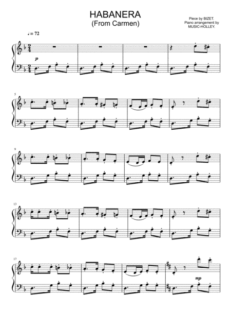 Bizet - Habanera (From Carmen) (easy piano sheet) (arr. Music-holley)