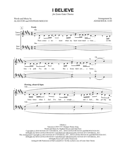 I Believe (arr. Adam Bock)