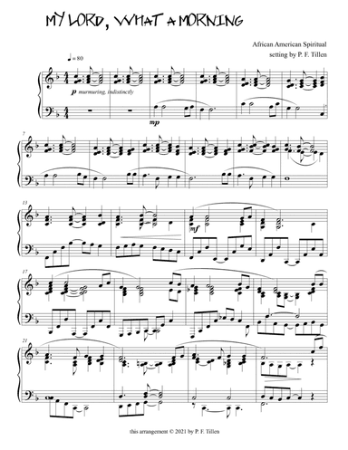 My Lord, What a Morning (arr. setting by P. F. Tillen (2021))