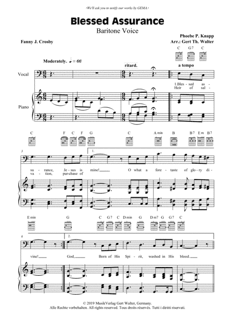Blessed Assurance (arr. Gert Th. Walter)