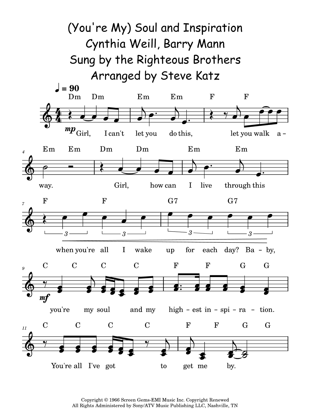 (you're My) Soul And Inspiration (arr. Steve Katz)