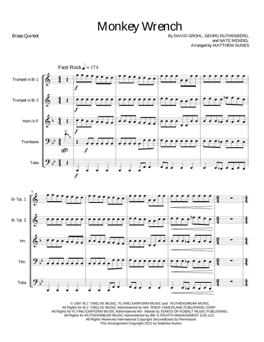 Monkey Wrench (arr. Matthew Nunes)