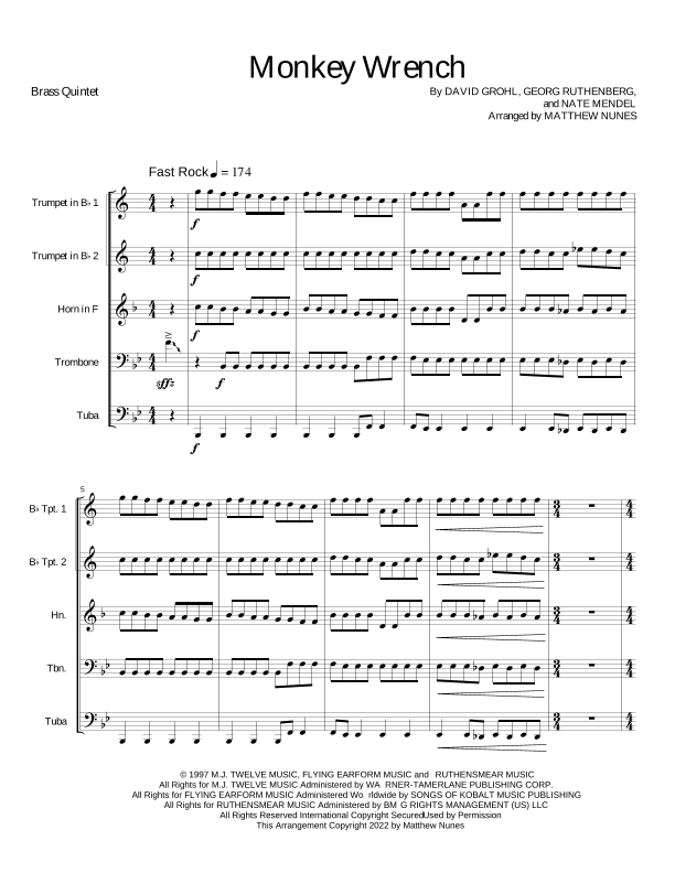 Monkey Wrench (arr. Matthew Nunes)