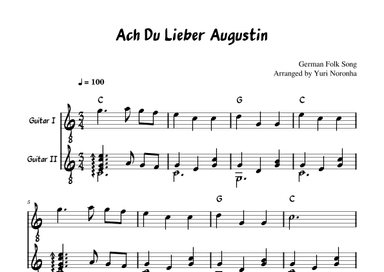 Ach Du Lieber Augustin - Duet for Acoustic Guitar (Very easy German Folk Song) (arr. Yuri Noronha)