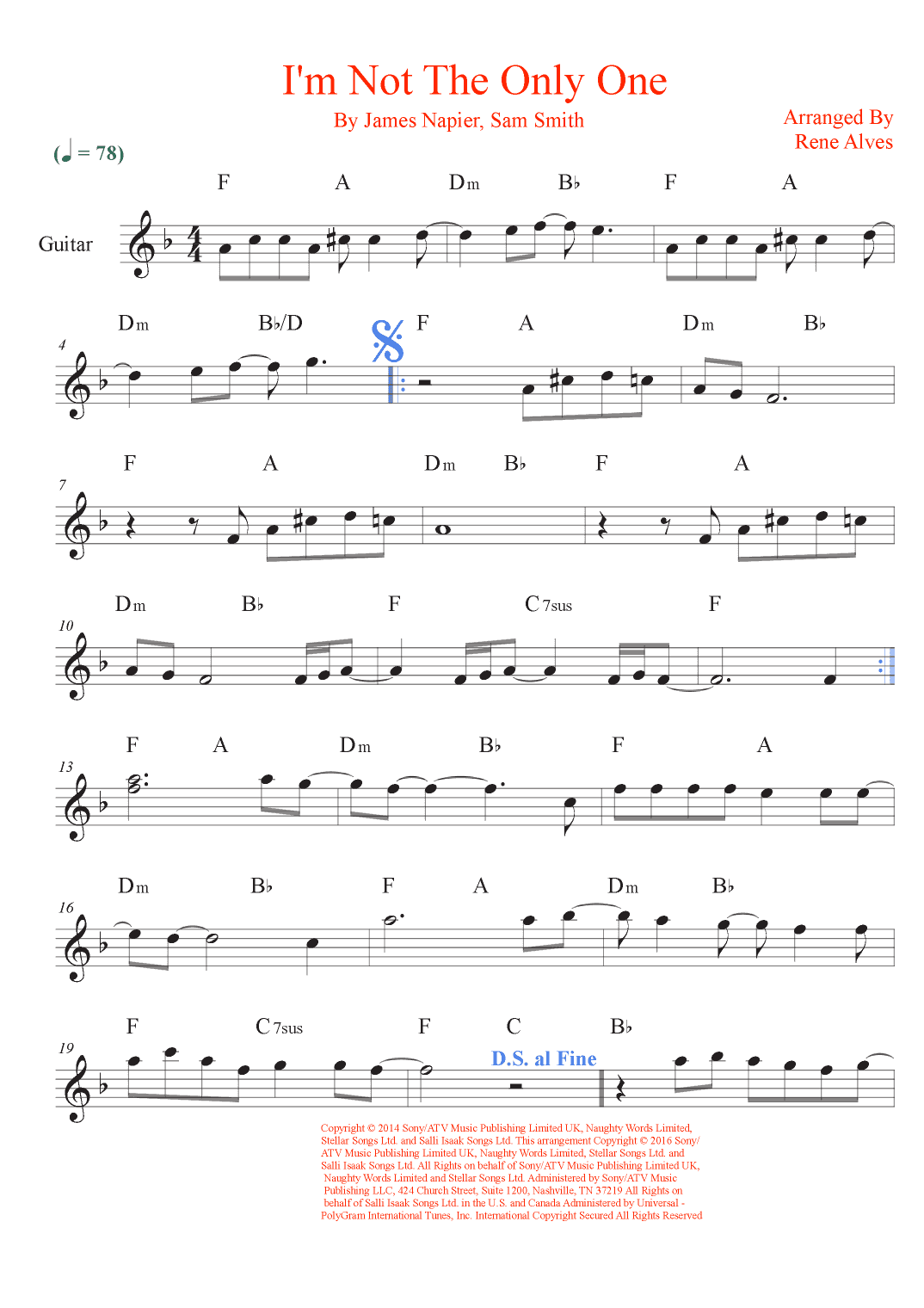 I'm Not The Only One (arr. Rene Alves)