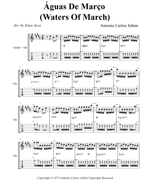 Águas De Março (waters Of March) (arr. Enea Acco)