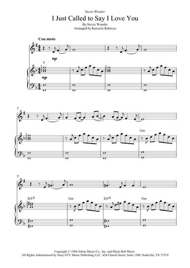 I Just Called To Say I Love You (arr. Kaiserin Rebecca)