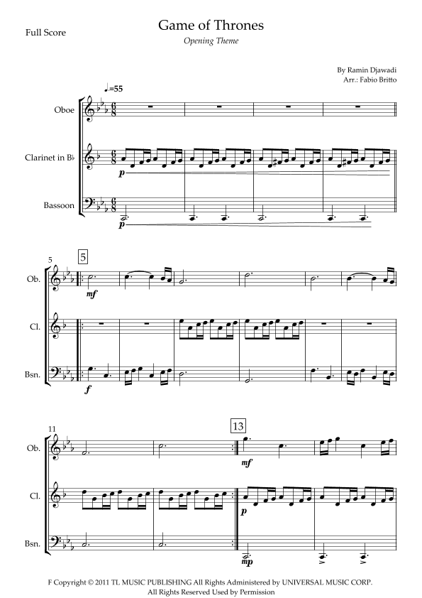 Game Of Thrones (arr. Fabio Britto)