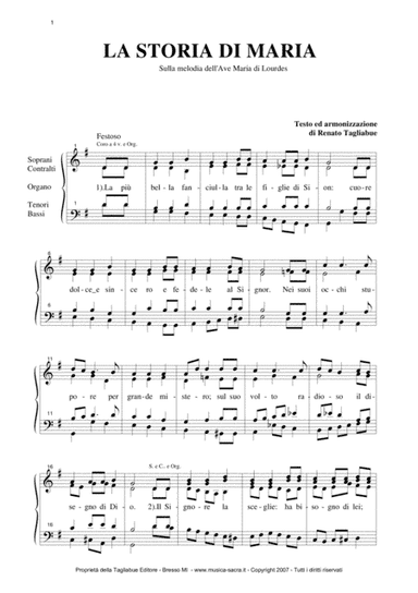 LA STORIA DI MARIA - Tagliabue  - Cantico di Natale - For SATB Choir (arr. Renato Tagliabue)