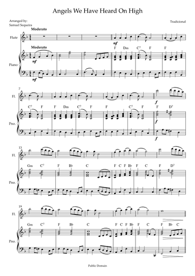 Angels We Have Heard On High - For Flute - with Piano Play along (arr. Samuel Sequeira)