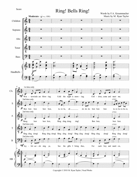 Ring! Bells Ring! (a song of Old Father Christmas) for SATB Choir (opt. Children's voices) with 3-oc