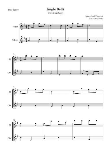 Jingle Bells (Christmas Song) for Flute & Oboe Duo (arr. Fabio Britto)