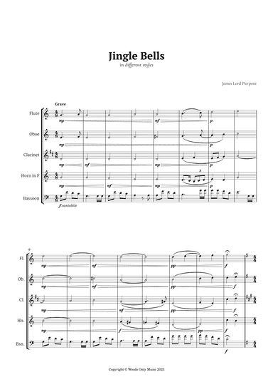 Jingle Bells in Different Styles for Woodwind Quintet (arr. Ander)