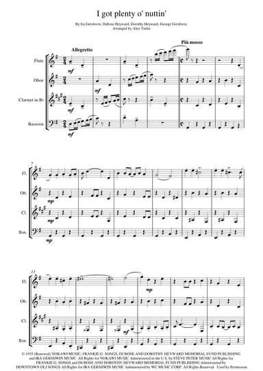 I Got Plenty O' Nuttin' (arr. Alex Tinlin)