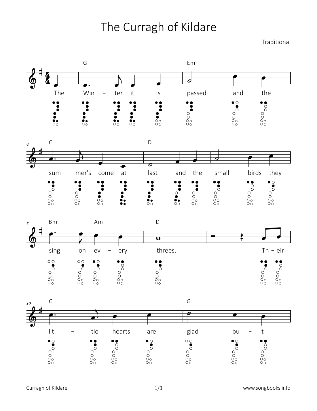 The Curragh of Kildare (arr. songbooks.info)