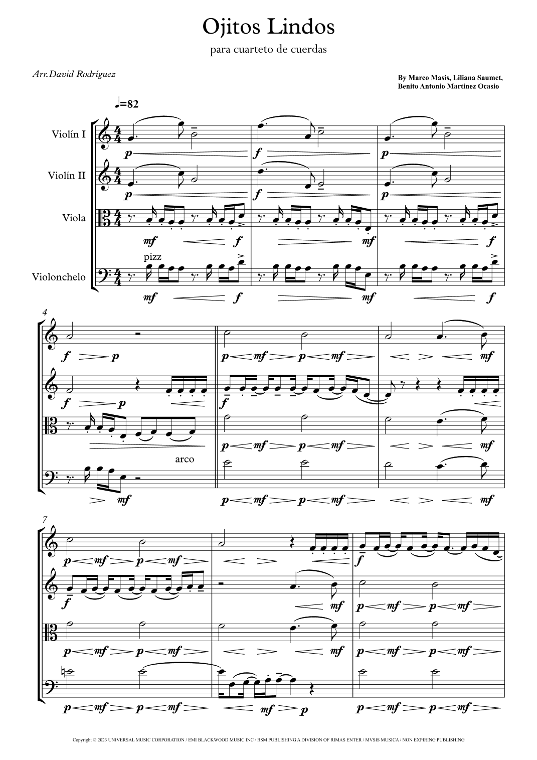 Ojitos Lindos (arr. David Rodríguez)